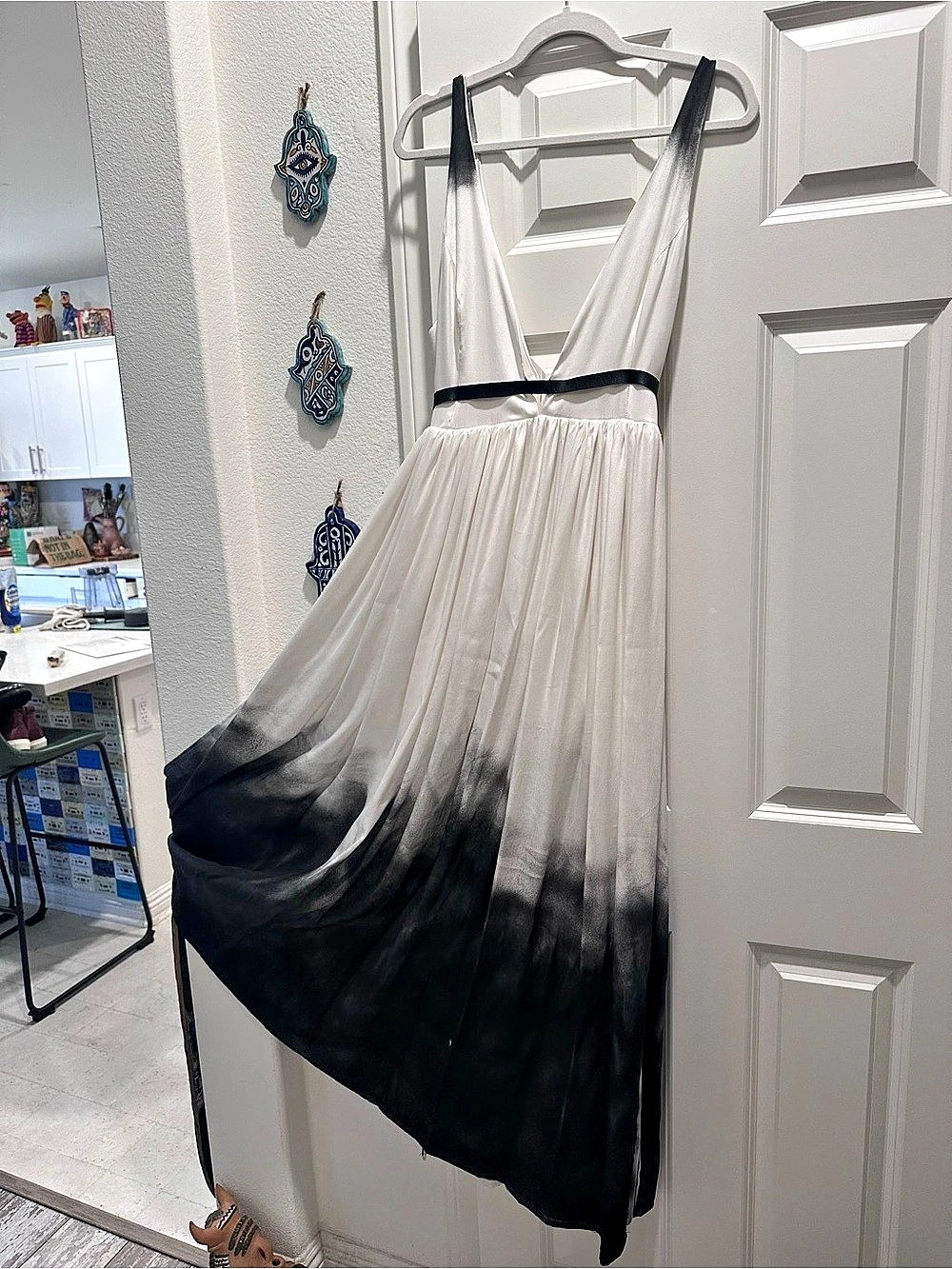 Custom- handmade Ombre Maxi Dress in White & Black Like New- Wedding Dress